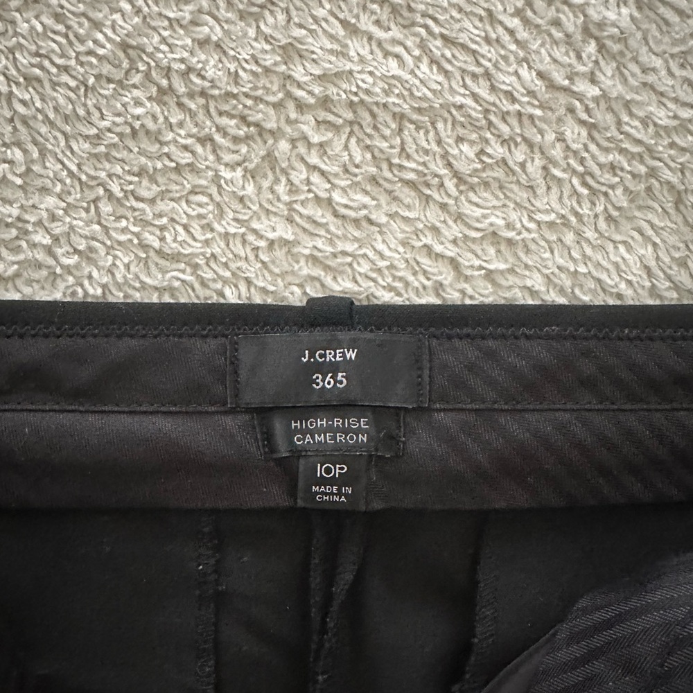 J Crew 365 high rise Cameron, women’s black work pants, size 10P